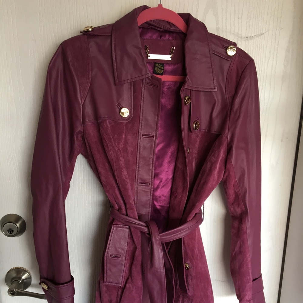 Iman Leather and suede trench size medium